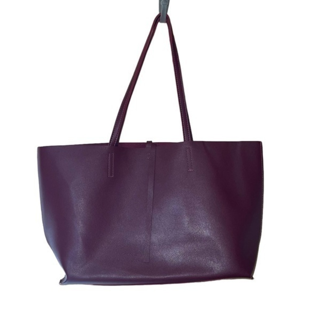 Faux Leather Tote / Shopper- Color Red